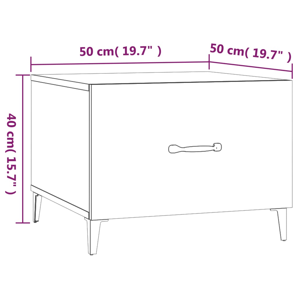 Coffee Table with Metal Legs White 50x50x40 cm