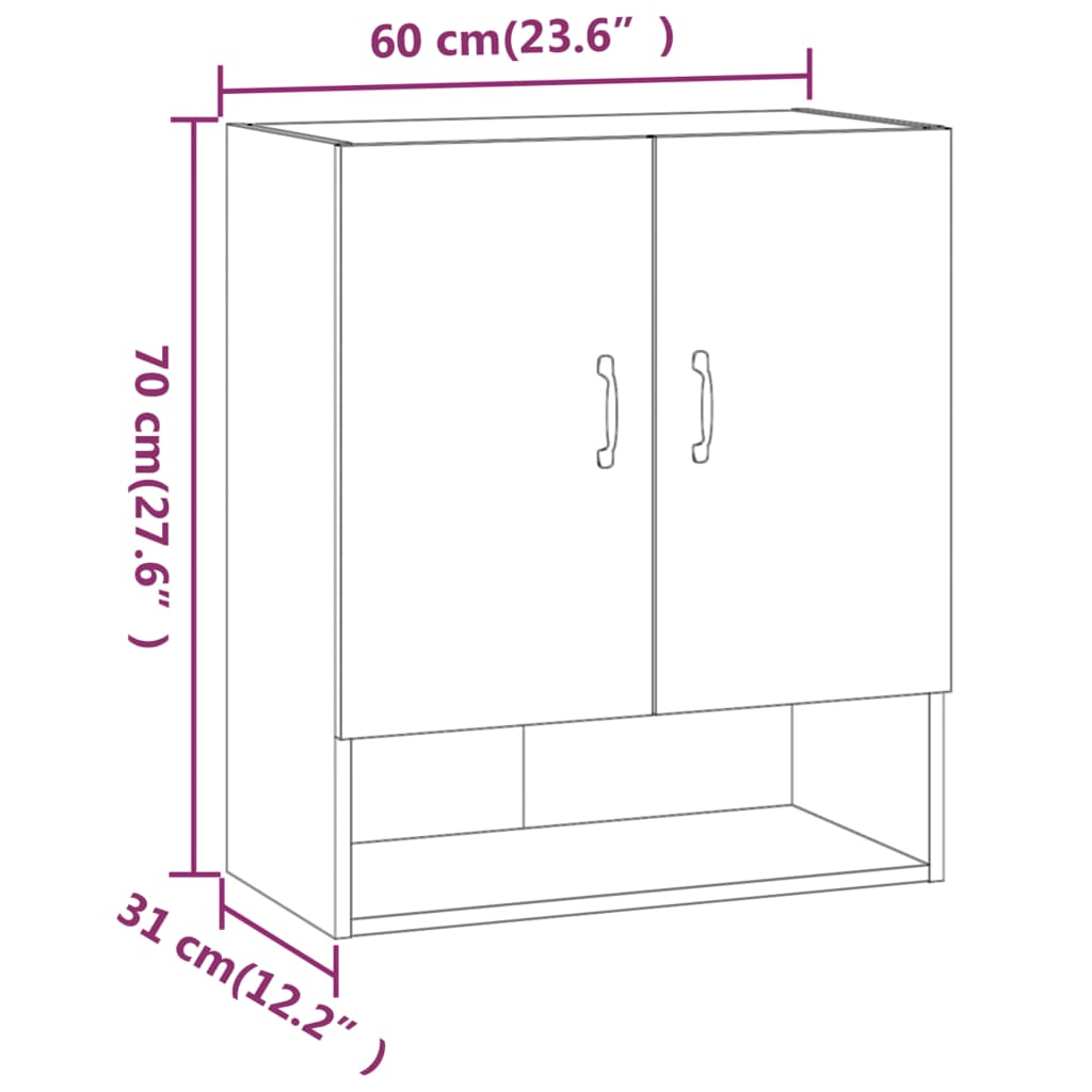 Wall Cabinet Sonoma Oak 60x31x70 cm Engineered Wood
