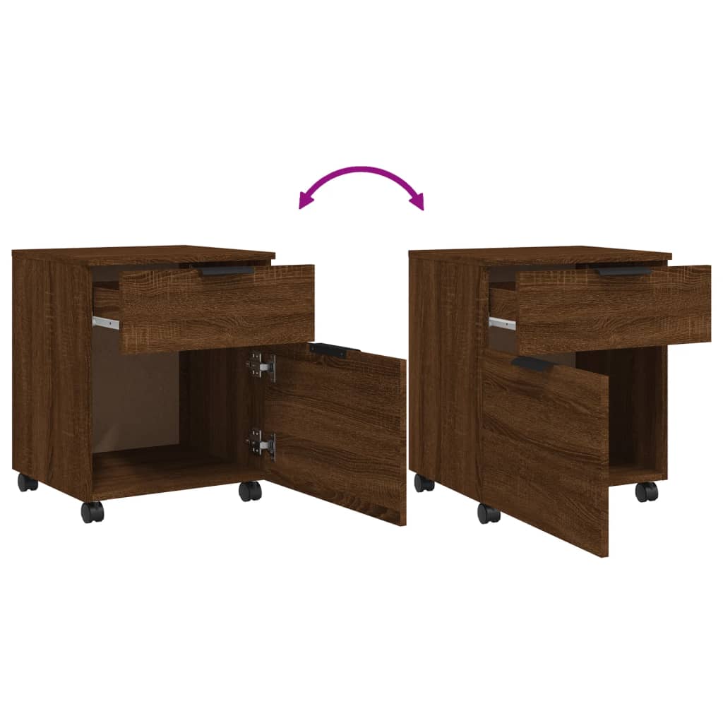 Mobile File Cabinet with Wheels Brown Oak 45x38x54 cm Engineered Wood
