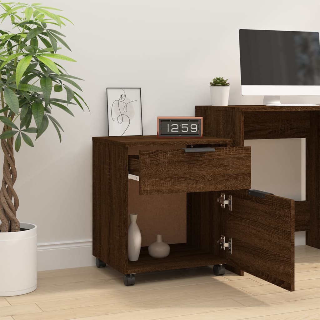 Mobile File Cabinet with Wheels Brown Oak 45x38x54 cm Engineered Wood