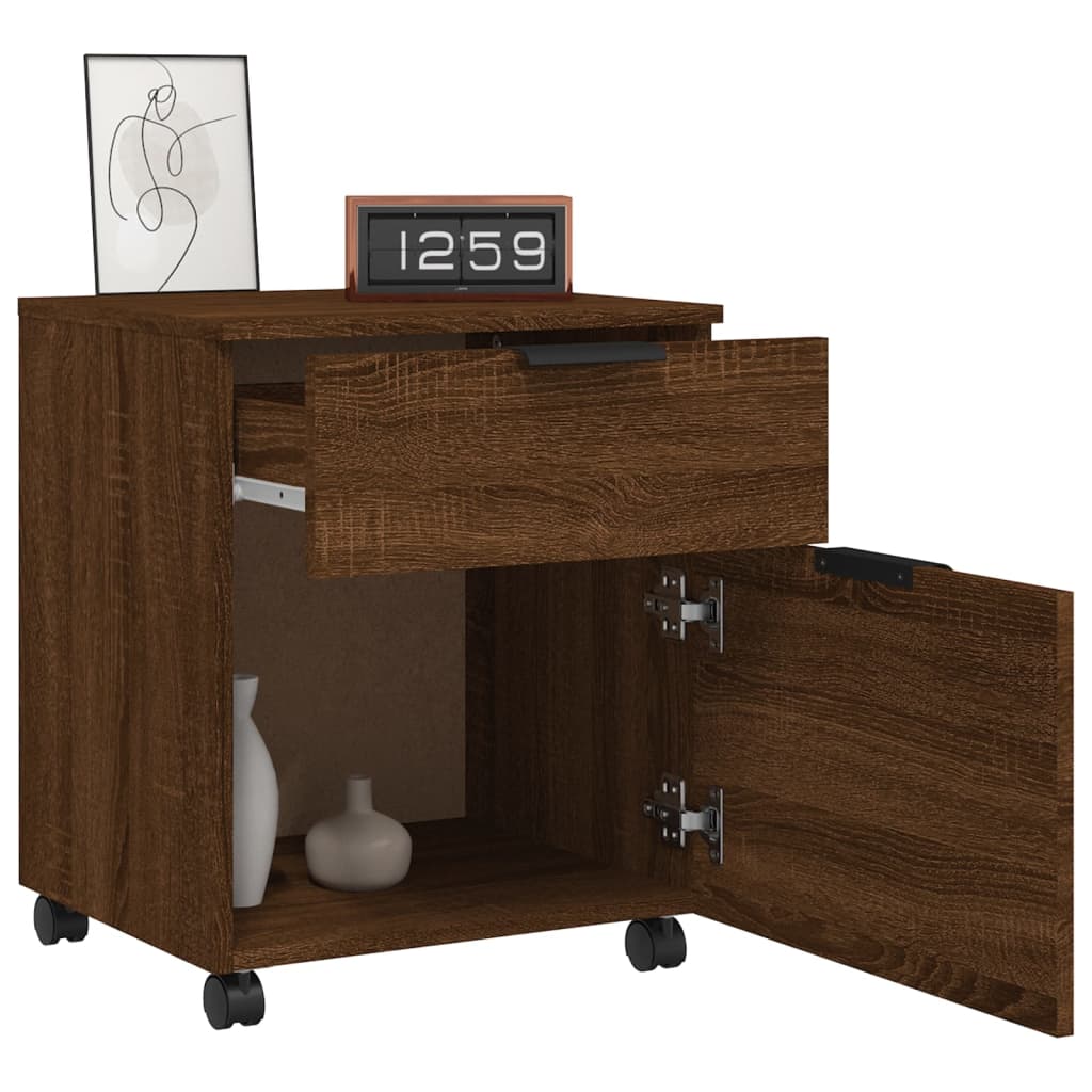 Mobile File Cabinet with Wheels Brown Oak 45x38x54 cm Engineered Wood