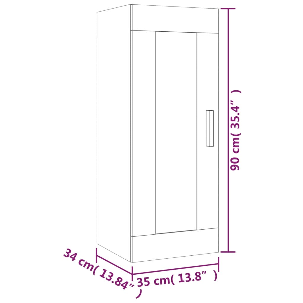 Wall Cabinet Grey Sonoma 35x34x90 cm Engineered Wood