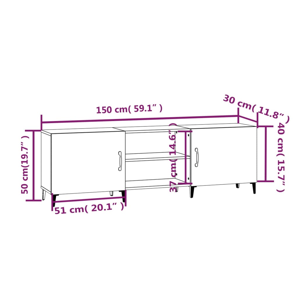 TV Cabinet Brown Oak 150x30x50 cm Engineered Wood