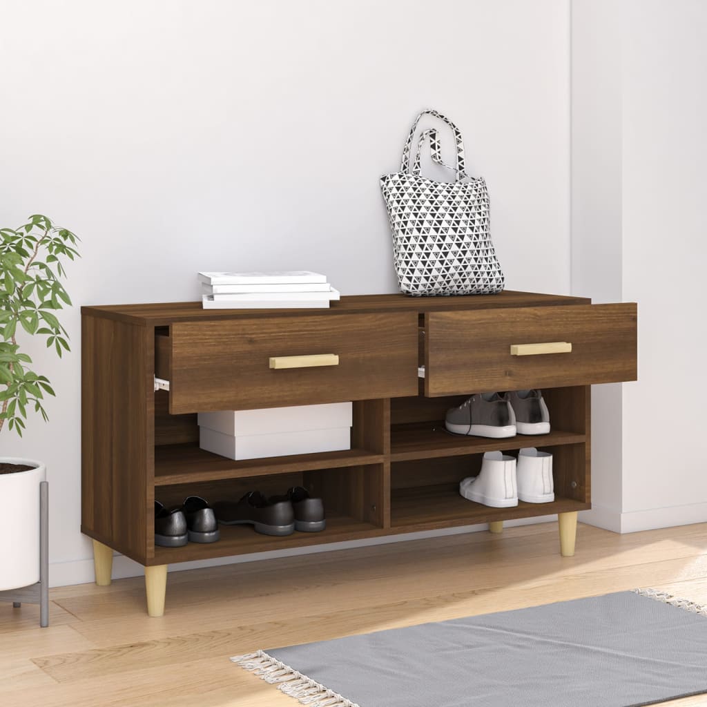 Shoe Cabinet Brown Oak 102x35x55 cm Engineered Wood