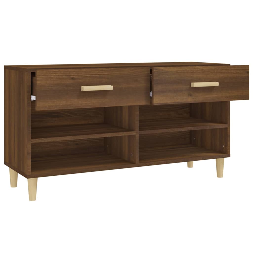 Shoe Cabinet Brown Oak 102x35x55 cm Engineered Wood
