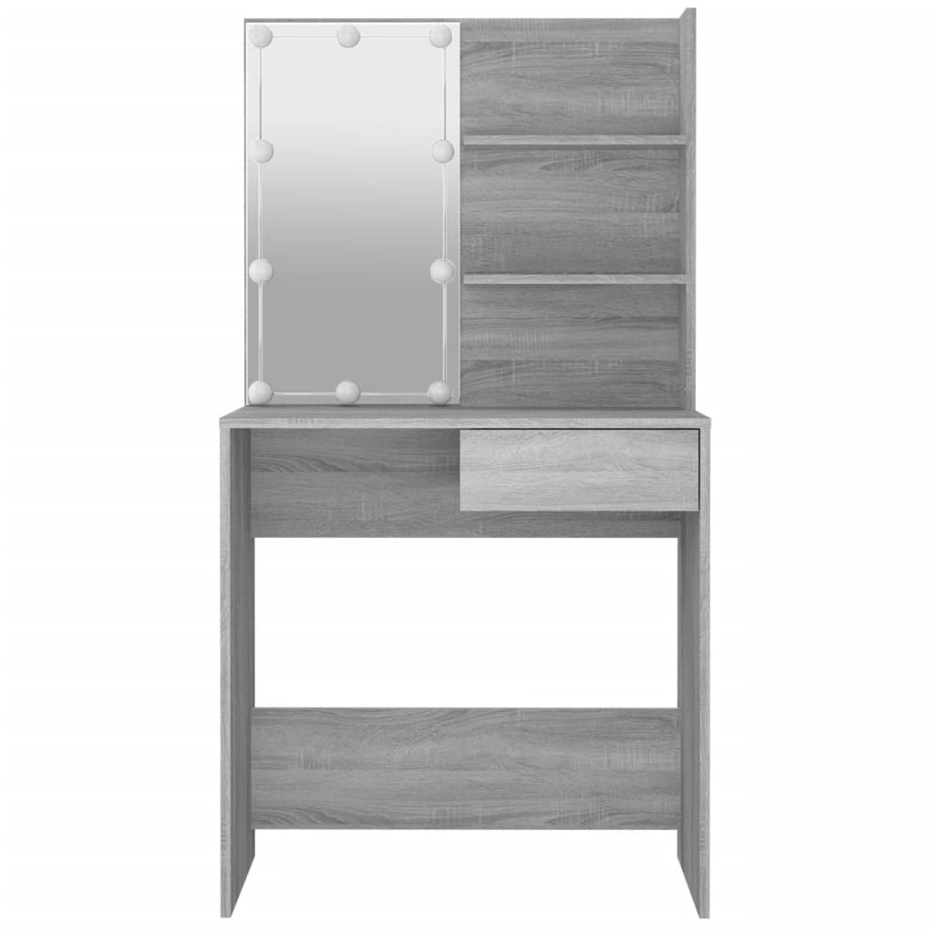 Dressing Table with LED Grey Sonoma 74.5x40x141 cm