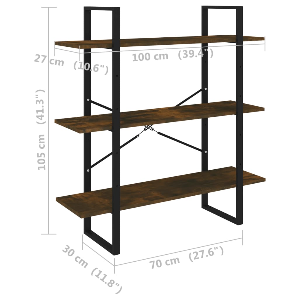 Book Cabinet Smoked Oak 100x30x105 cm Engineered Wood