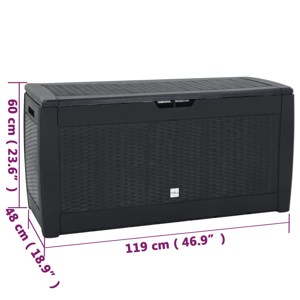 Garden Storage Box Anthracite 119x48x60 cm Polypropylene