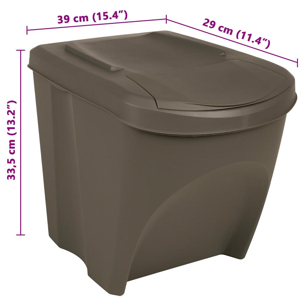 Stackable Garbage Bin Boxes 3 pcs Grey 75 L Polypropylene