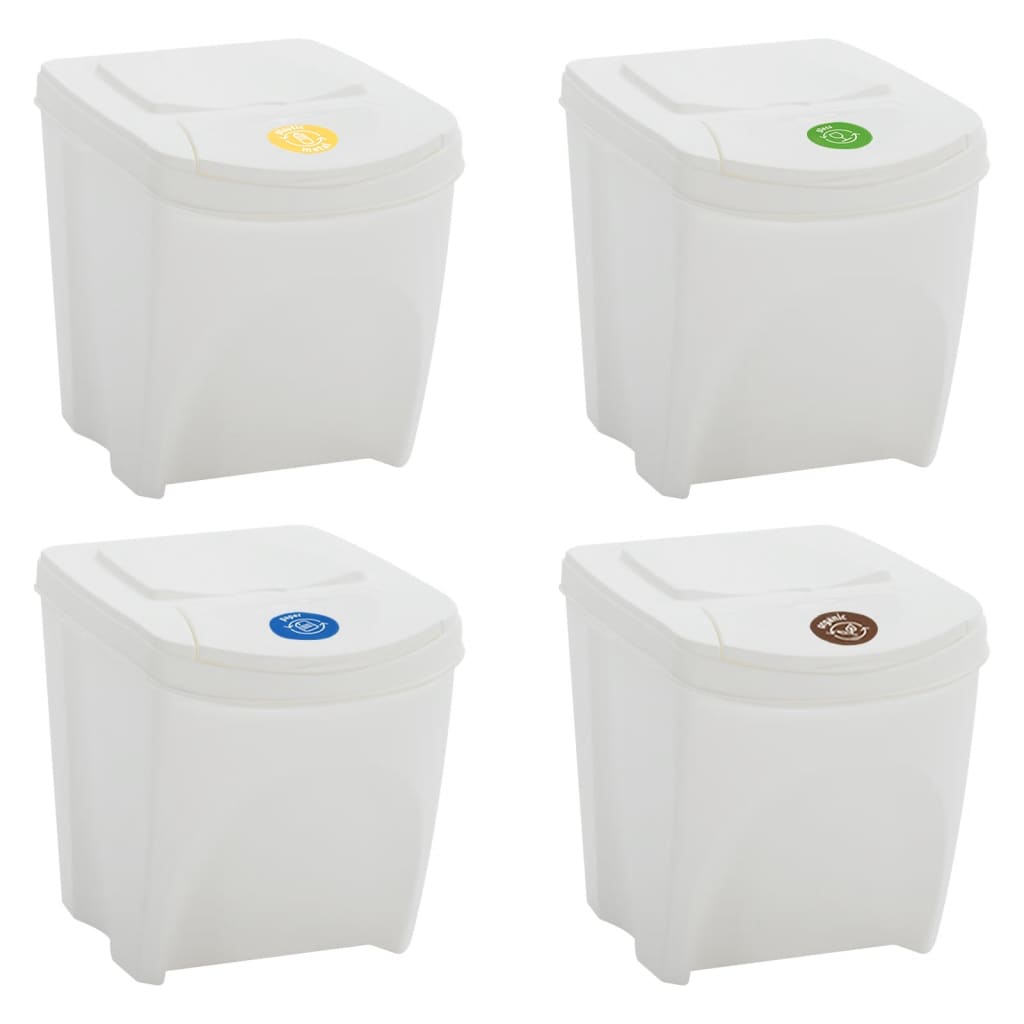 Stackable Garbage Bin Boxes 4 pcs White 100 L Polypropylene