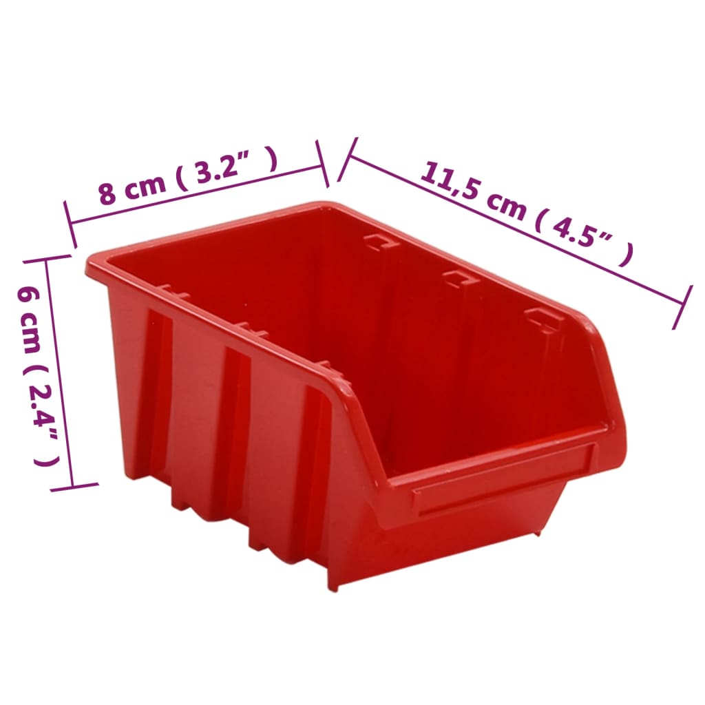 26 Piece Workshop Shelf Set Red and Black 77x39cm Polypropylene
