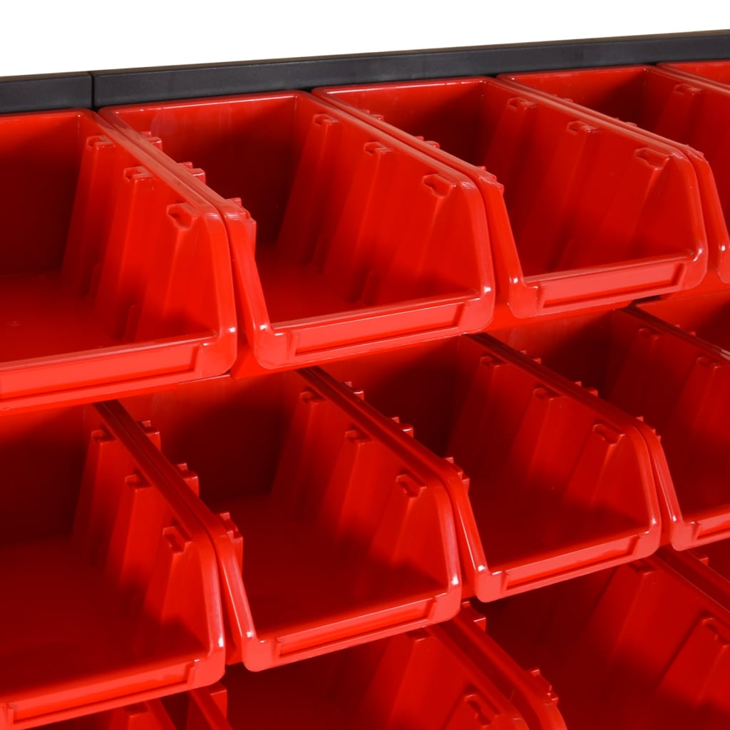 26 Piece Workshop Shelf Set Red and Black 77x39cm Polypropylene