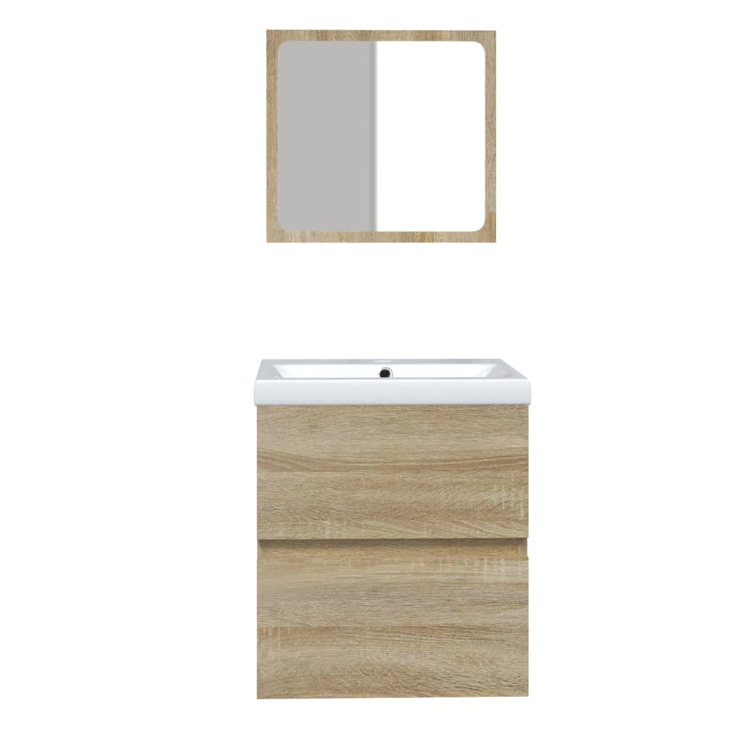 Bathroom Sink Cabinet with Basin and Mirror Sonoma Oak