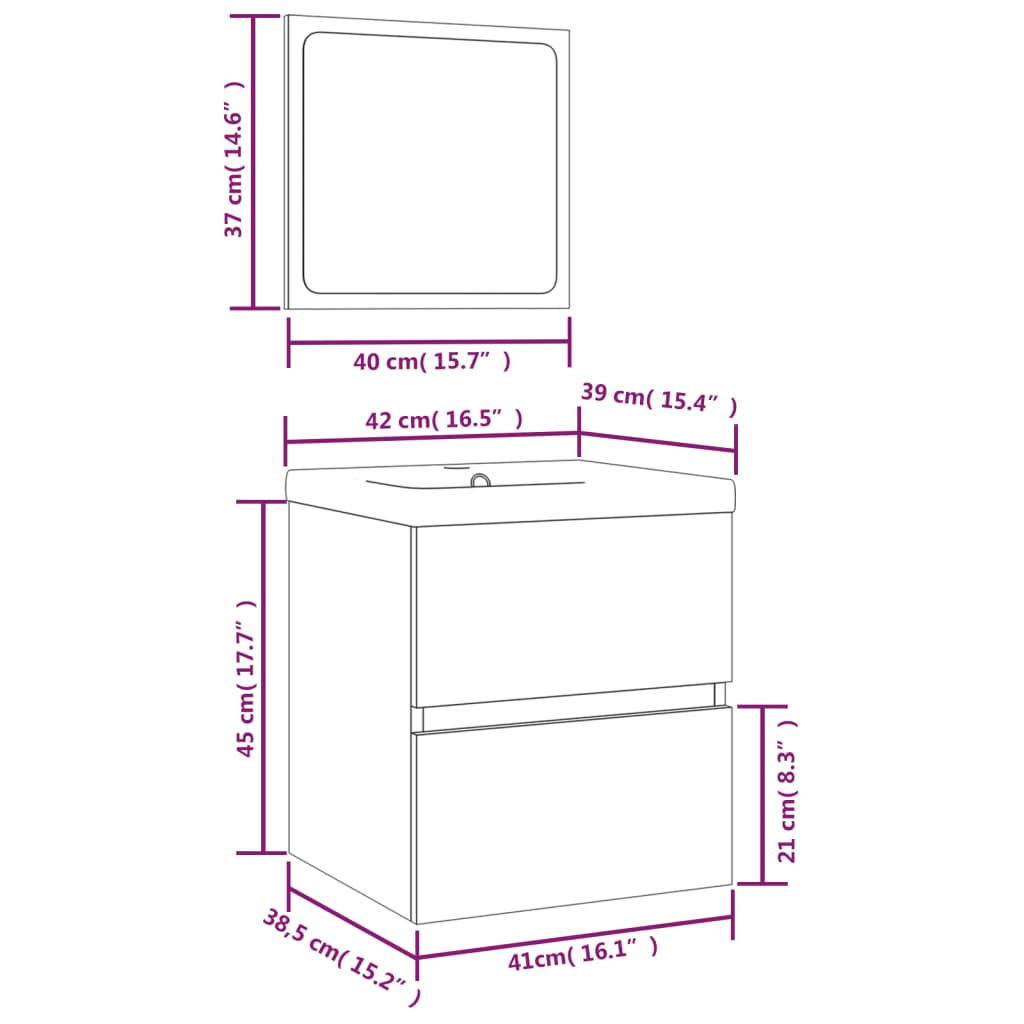 Bathroom Sink Cabinet with Basin and Mirror Sonoma Oak