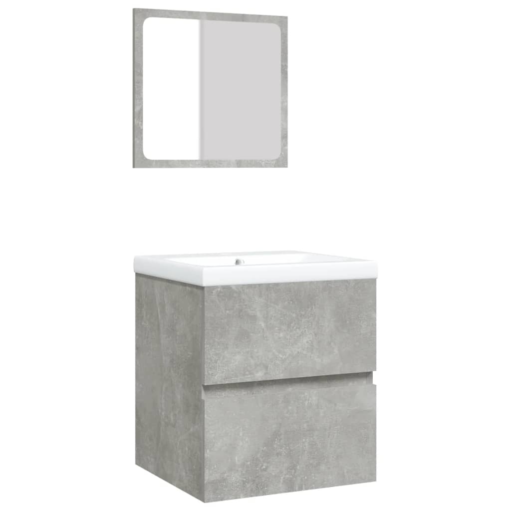 Bathroom Sink Cabinet with Basin and Mirror Concrete Grey