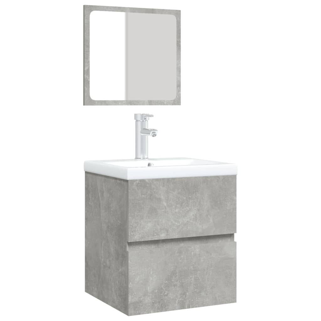 Bathroom Sink Cabinet with Basin and Mirror Concrete Grey