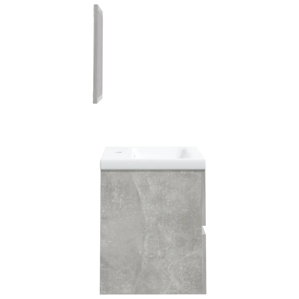 Bathroom Sink Cabinet with Basin and Mirror Concrete Grey