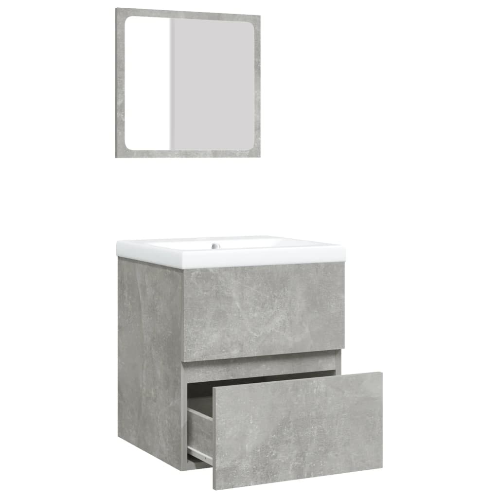 Bathroom Sink Cabinet with Basin and Mirror Concrete Grey