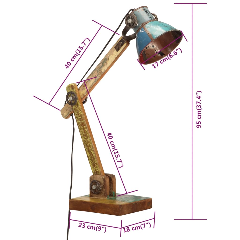 Industrial Desk Lamp Multicolour Round 23x18x95 cm E27