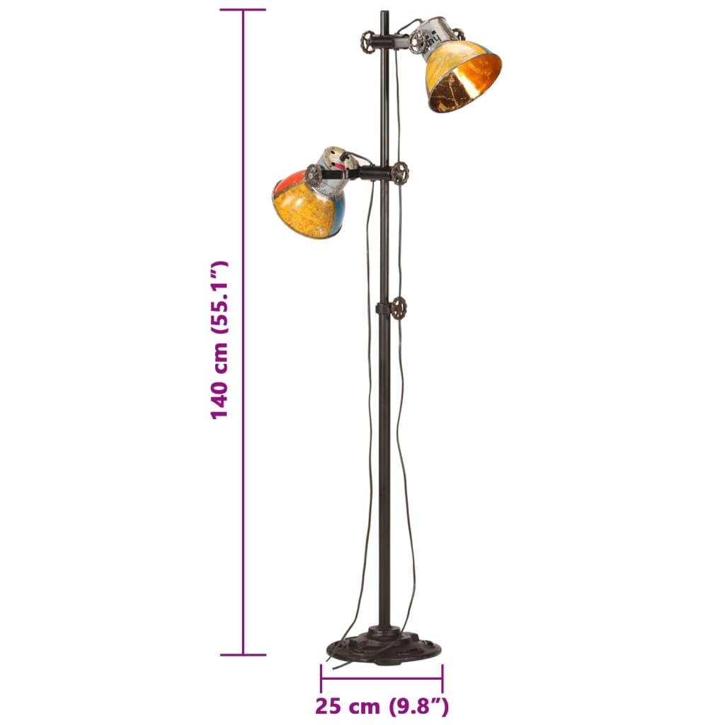 Floor Lamp with 2 Lampshade Multicolour E27