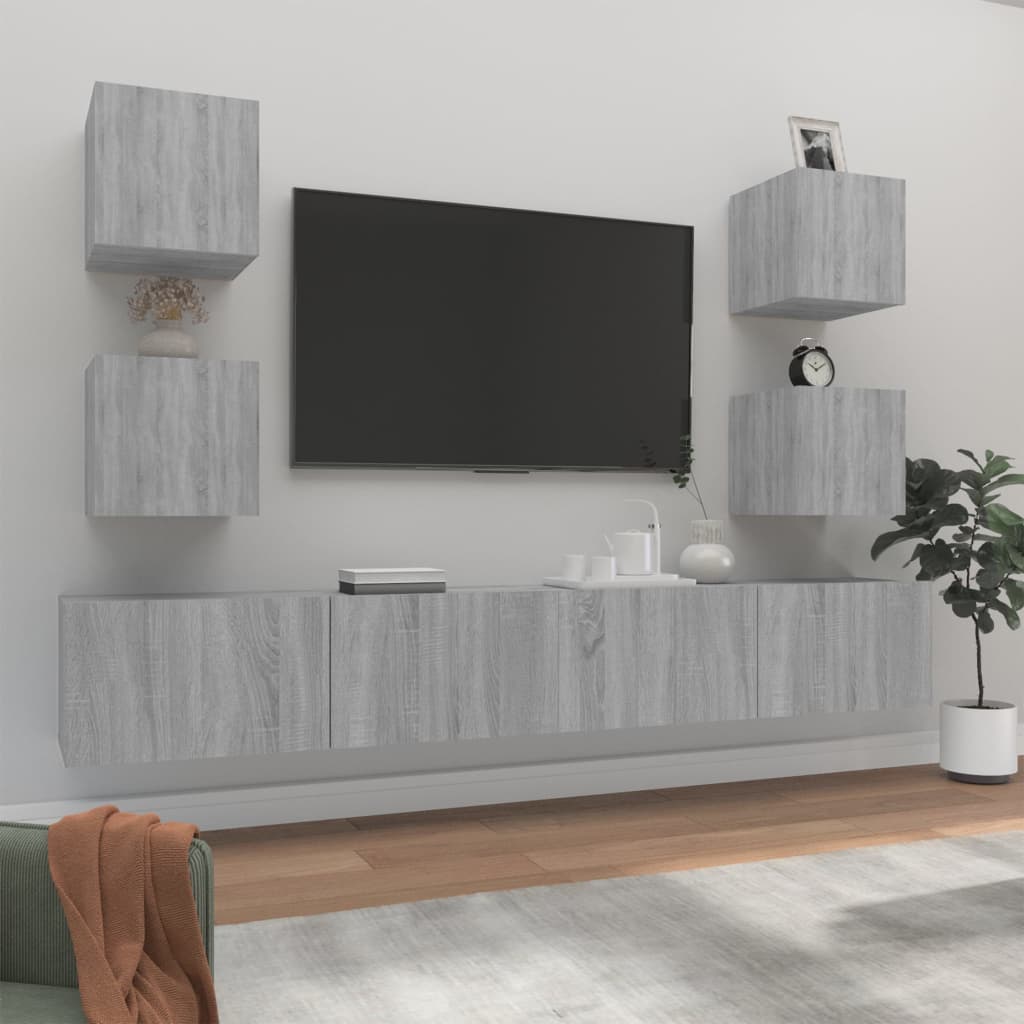 6 Piece TV Cabinet Set Grey Sonoma Engineered Wood
