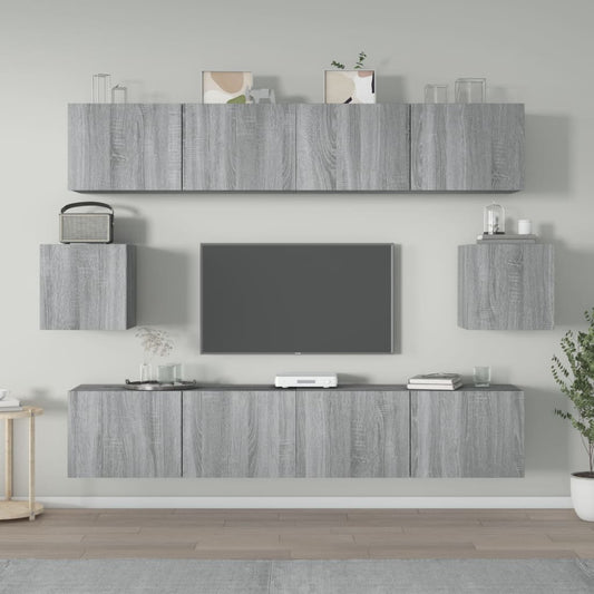6 Piece TV Cabinet Set Grey Sonoma Engineered Wood