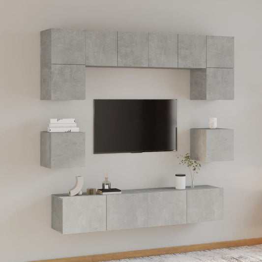 8 Piece TV Cabinet Set Concrete Grey Engineered Wood