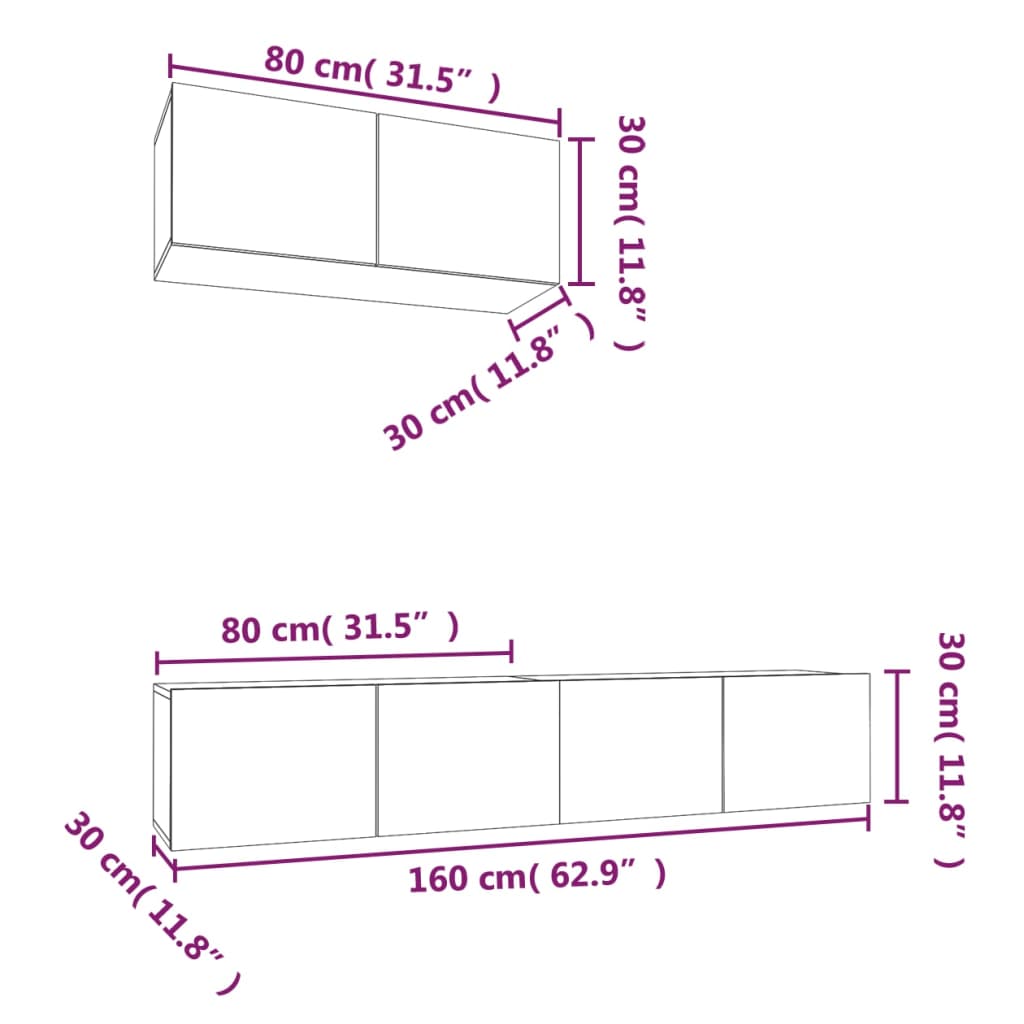 3 Piece TV Cabinet Set Grey Sonoma Engineered Wood