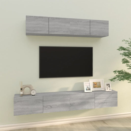 4 Piece TV Cabinet Set Grey Sonoma Engineered Wood