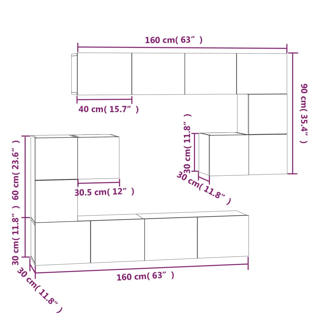 Wall-mounted TV Cabinet Grey Sonoma Engineered Wood