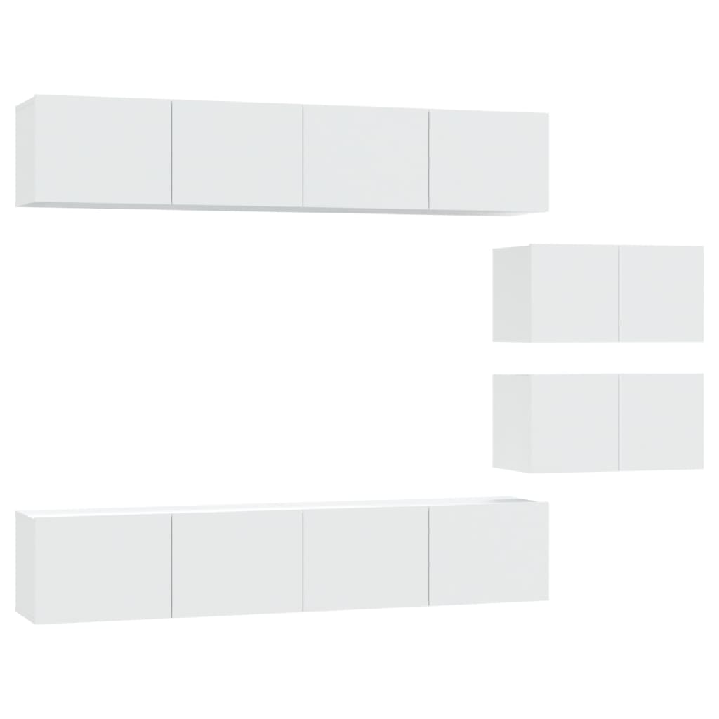 4 Piece TV Cabinet Set White Engineered Wood