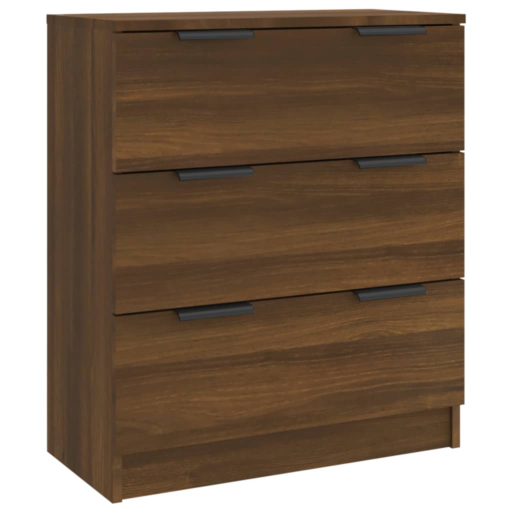 3 Piece Sideboards Brown Oak Engineered Wood