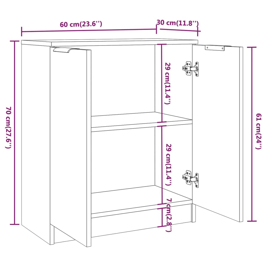3 Piece Sideboards Brown Oak Engineered Wood