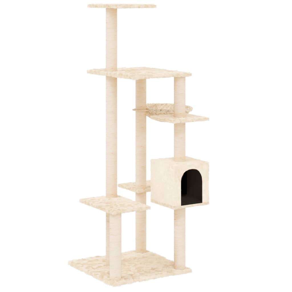 Cat Tree with Sisal Scratching Posts Cream 142 cm