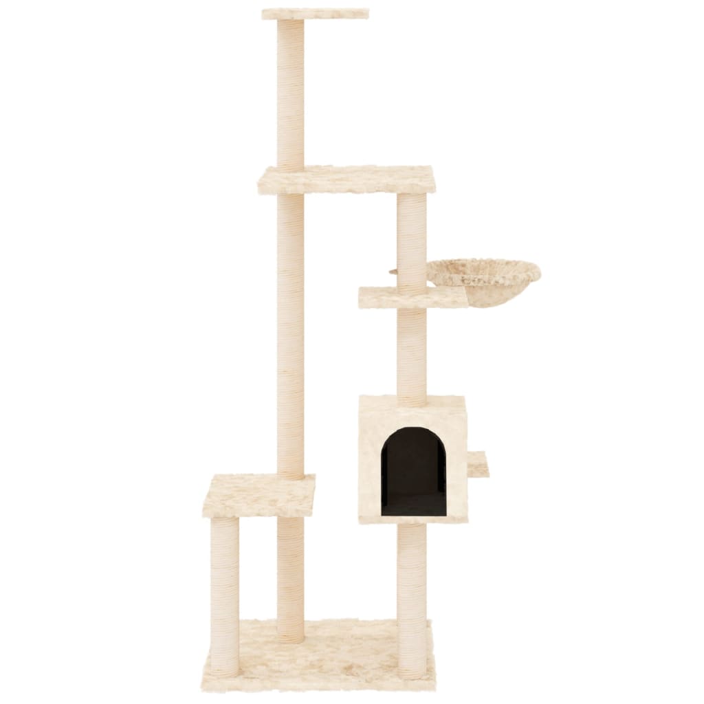 Cat Tree with Sisal Scratching Posts Cream 142 cm