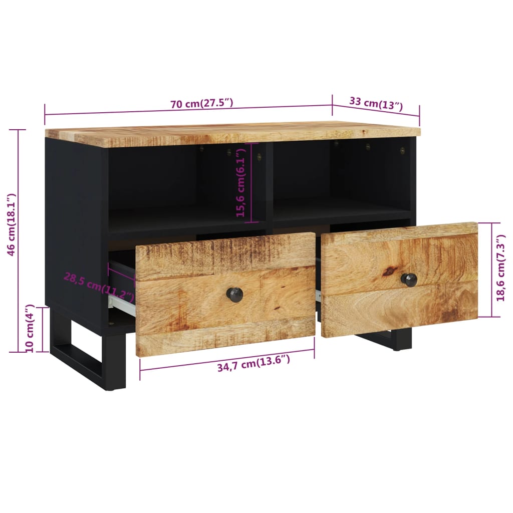 TV Cabinet 70x33x46cm Solid Wood Mango