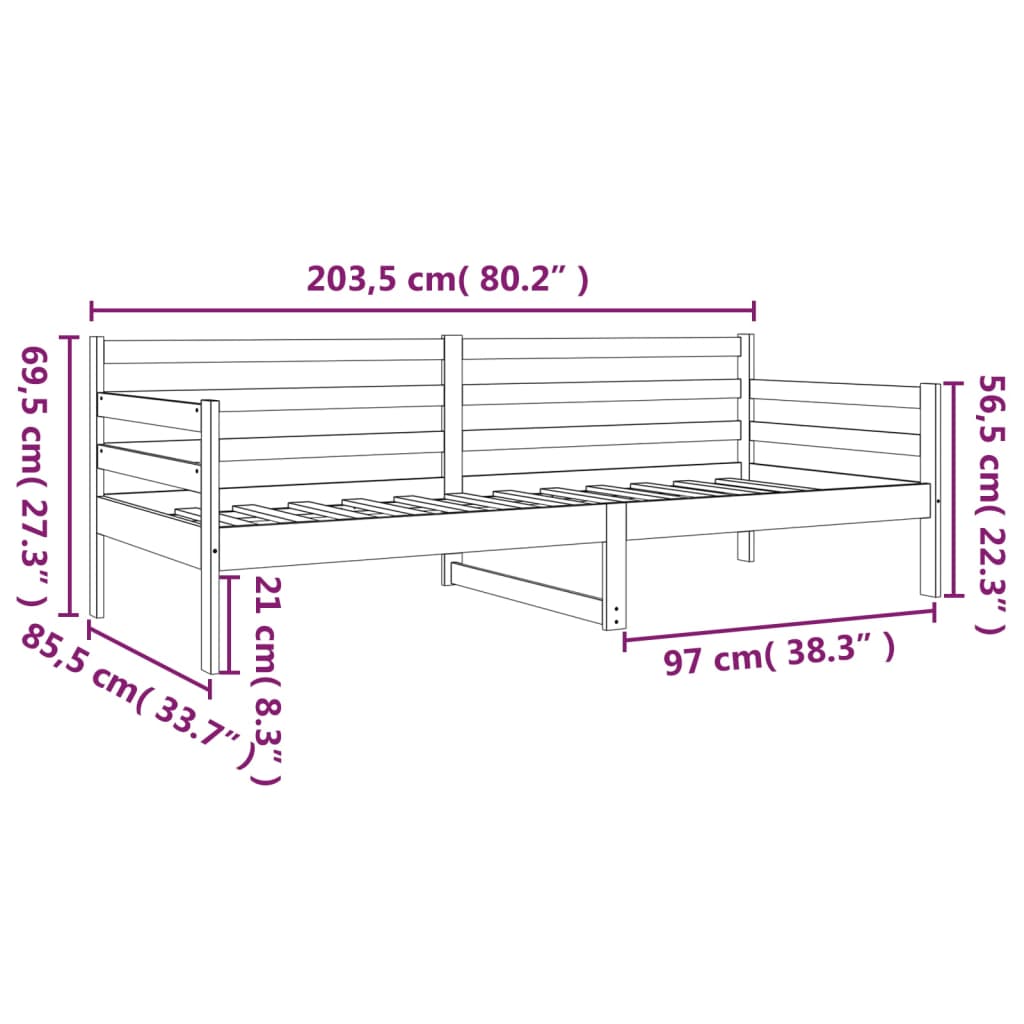 Day Bed without Mattress 80x200cm Solid Wood Pine