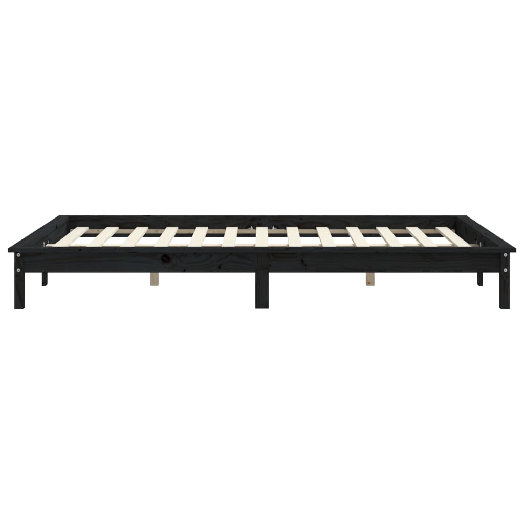 Bed Frame without Mattress Black King Size Solid Wood Pine