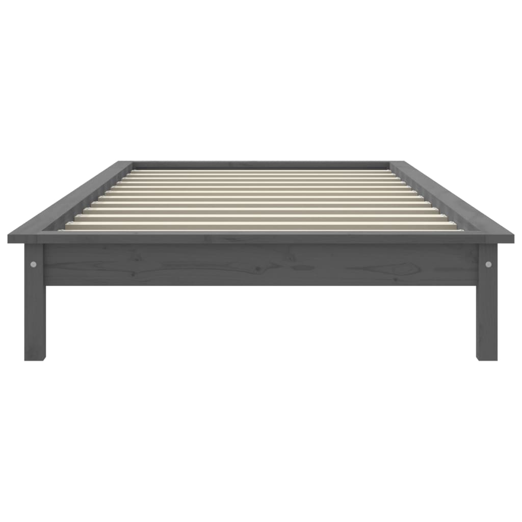 Bed Frame without Mattress Grey Single Solid Wood