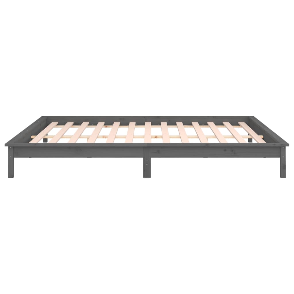 LED Bed Frame without Mattress Grey 120x200 cm Solid Wood