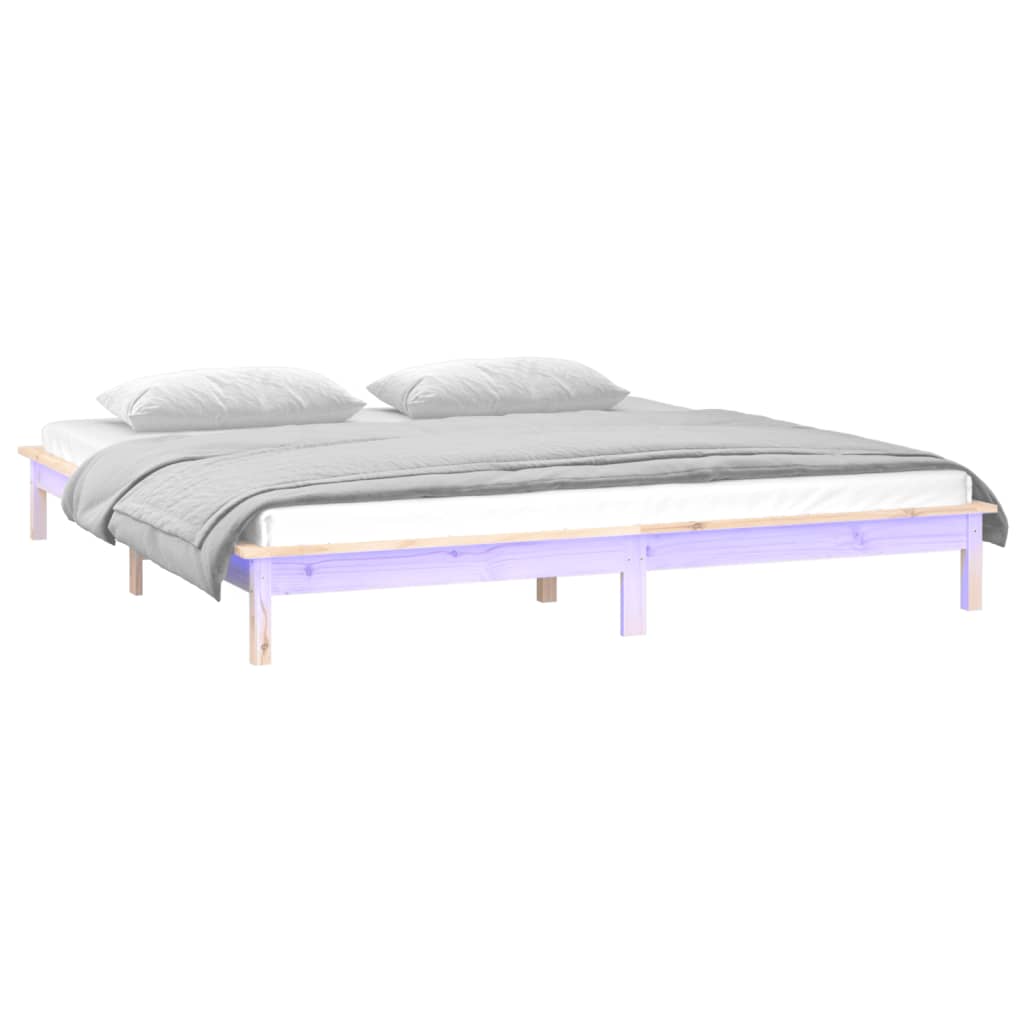 LED Bed Frame without Mattress 160x200 cm Solid Wood