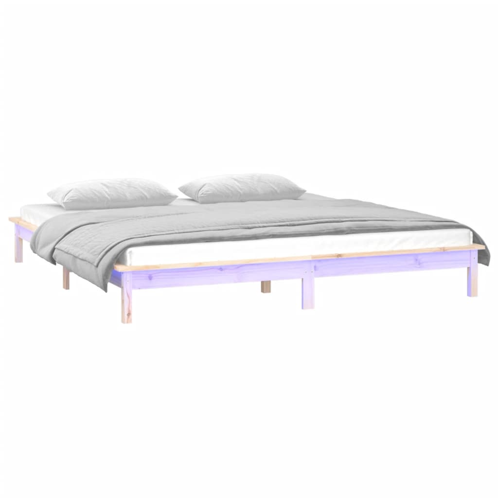 LED Bed Frame without Mattress 180x200 cm Super King Solid Wood