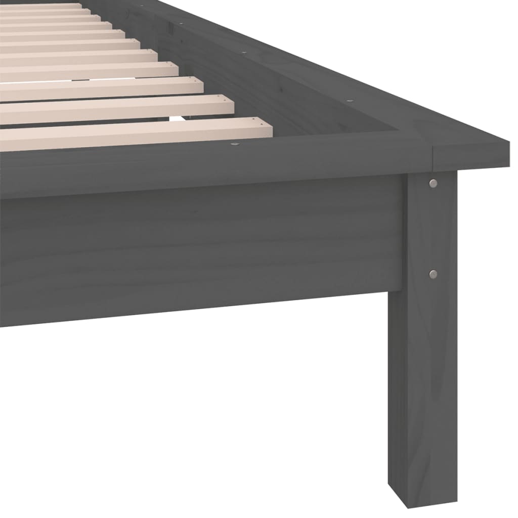 LED Bed Frame without Mattress Grey 75x190 cm Small Single Solid Wood