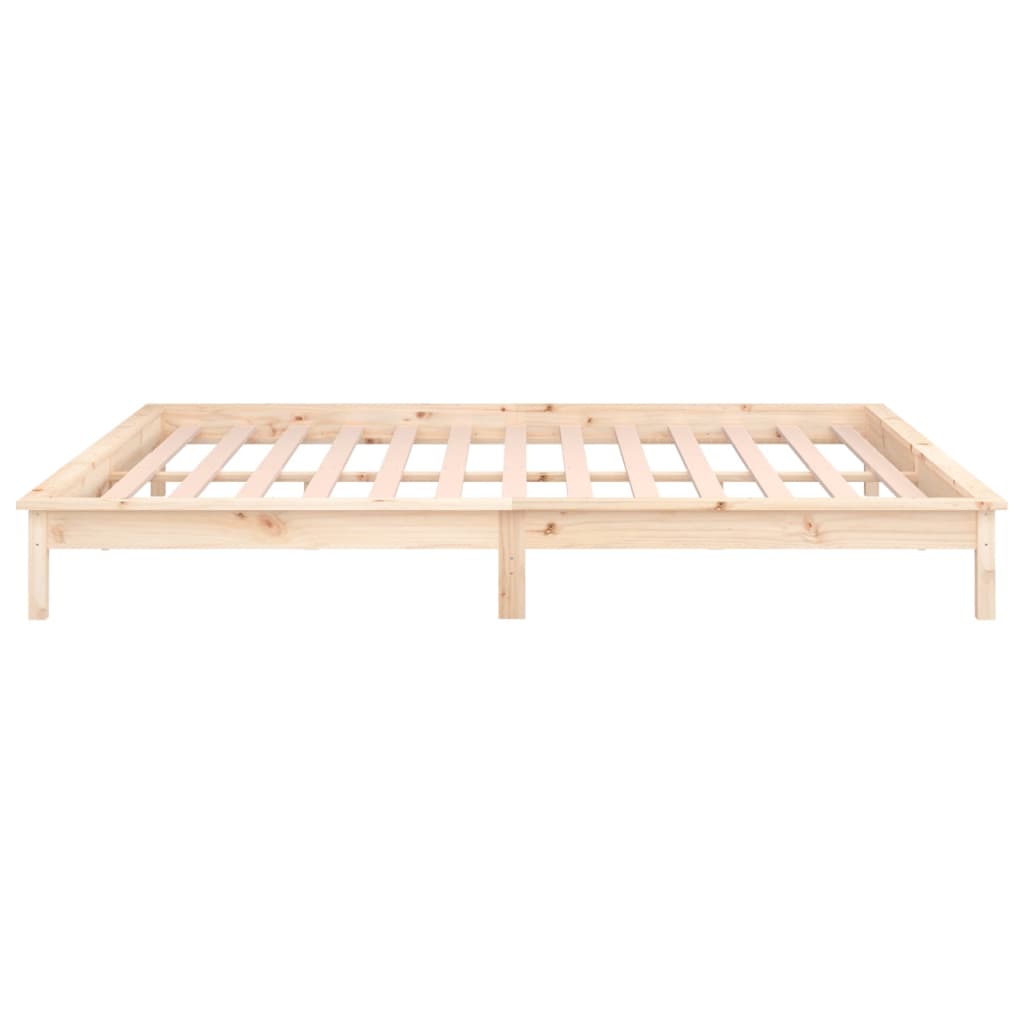 LED Bed Frame without Mattress 135x190 cm Double Double Solid Wood