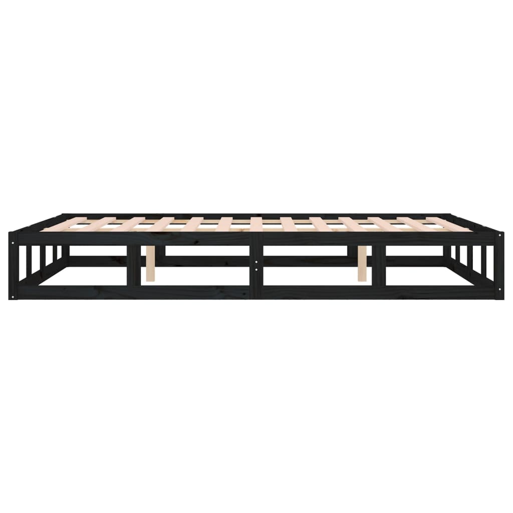 Bed Frame without Mattress Black 140x200 cm Solid Wood
