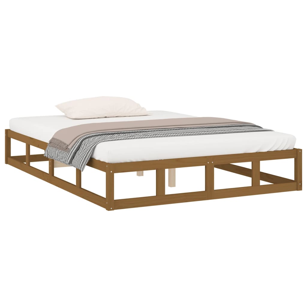 Bed Frame without Mattress Honey Brown 150x200 cm King Size Solid Wood