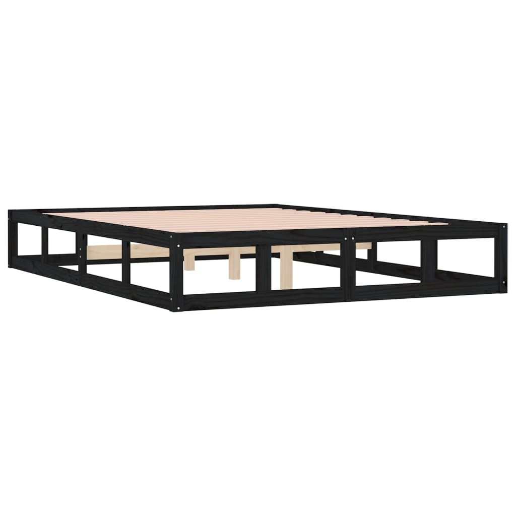 Bed Frame without Mattress Black 180x200 cm Super King Solid Wood