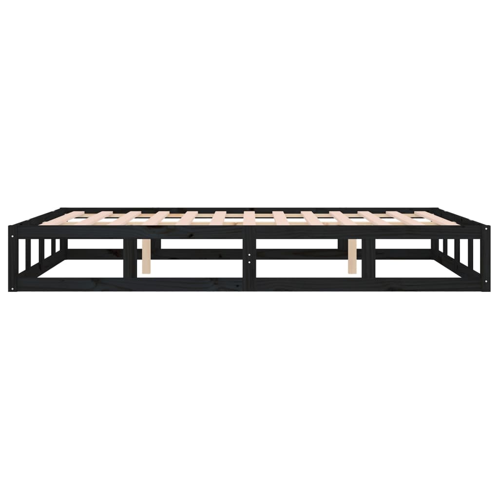Bed Frame without Mattress Black 200x200 cm Solid Wood
