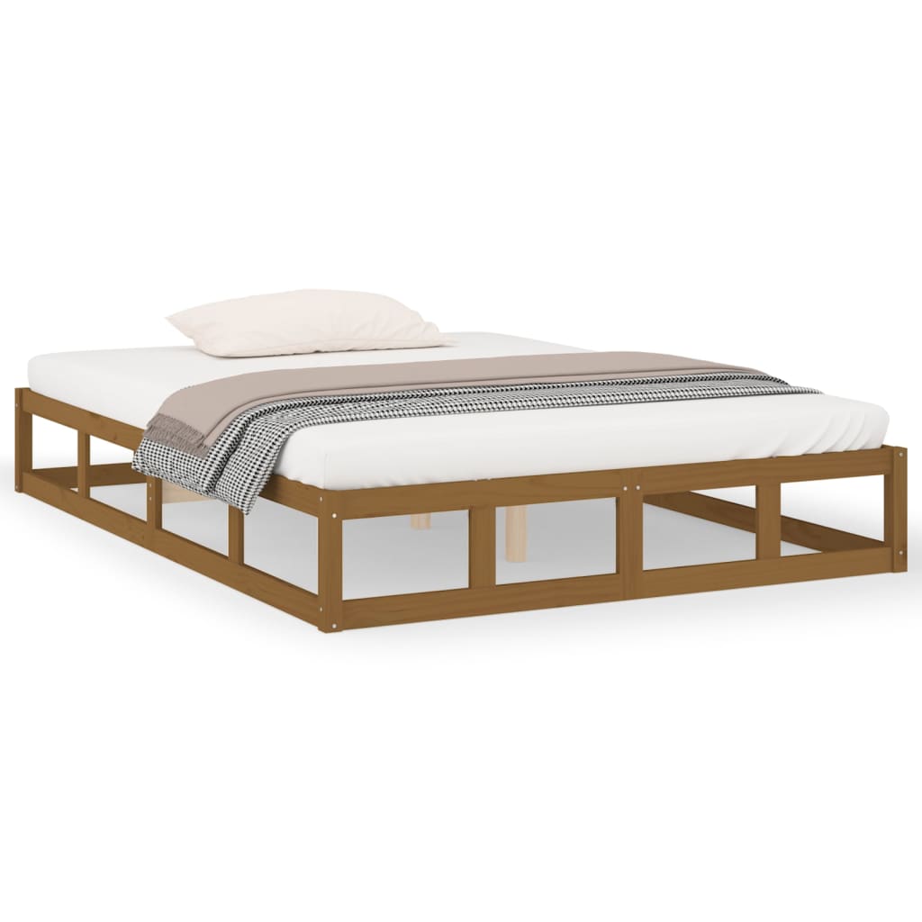 Bed Frame without Mattress Honey Brown 120x190 cm Small Double Solid Wood