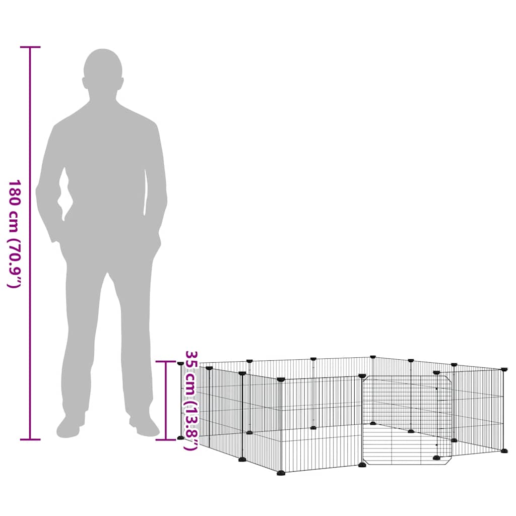 12-Panel Pet Cage with Door Black 35x35 cm Steel